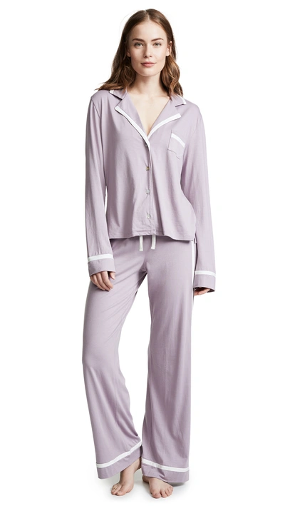 Cosabella Amore Long Sleeve Pj Set In Dusk Orchid/moon Ivory