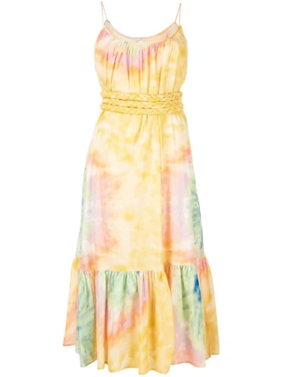 Rhode Lea Belted Tie-dyed Cotton-voile Midi Dress In Print