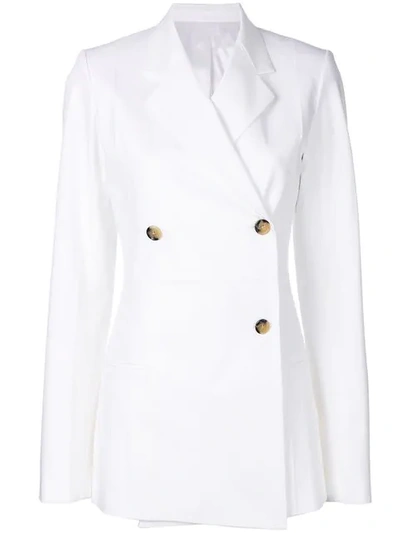 Helmut Lang Double-breasted Cotton-blend Blazer In Optic White