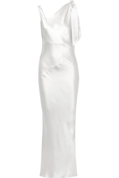 Deitas Louise Asymmetric Silk-satin Maxi Dress In Ivory