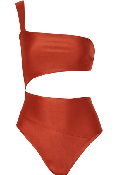 Haight One-shoulder Cutout Swimsuit In Light Brown