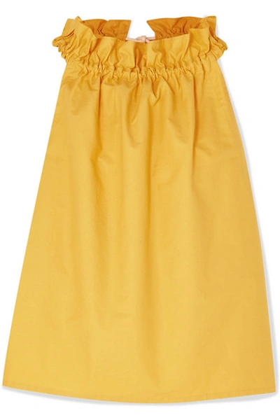Atlantique Ascoli Latitude Rope-trimmed Gathered Cotton-poplin Top In Yellow