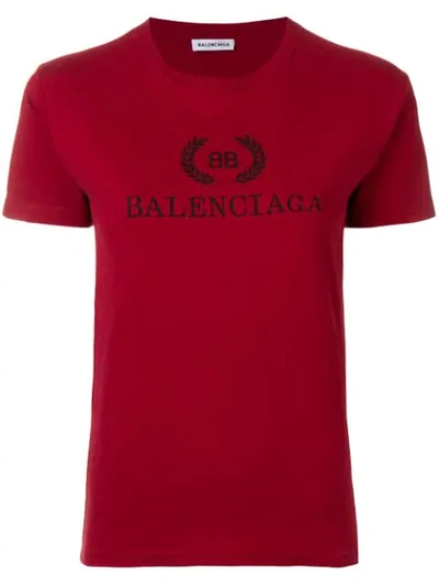 Balenciaga Printed Cotton-jersey T-shirt In Red