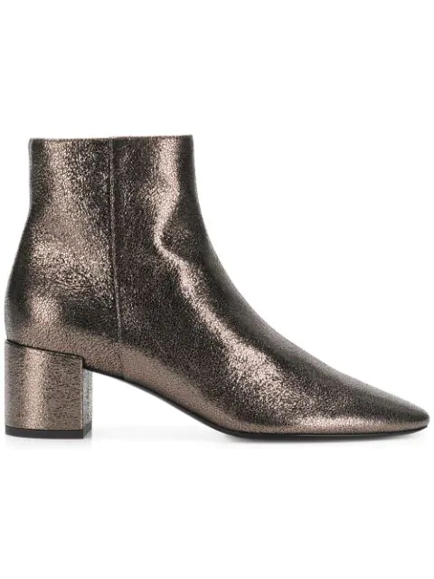 Saint Laurent Metallic Ankle Boots | ModeSens