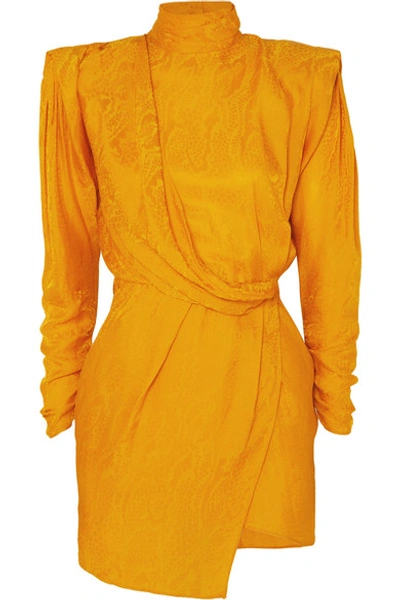 Dundas Draped Open-back Satin-jacquard Mini Dress