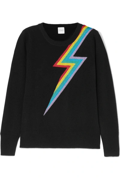 Madeleine Thompson Chianti Metallic Intarsia Cashmere Sweater In Black