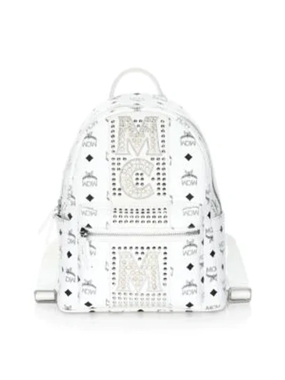 Mcm Stark Stripe Stud Visetos Backpack In White