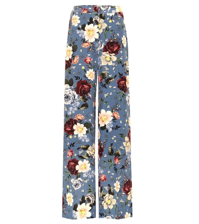 Erdem High-rise Wide-leg Silk Pants In Blue