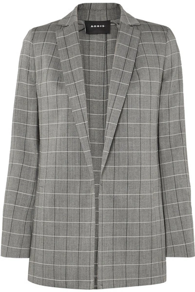 Akris Alan Checked Wool Blazer In Gray