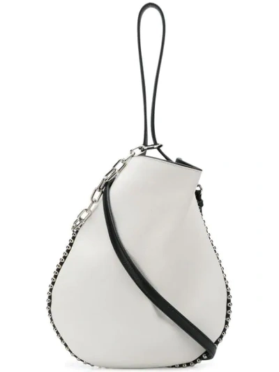 Alexander Wang Roxy Studded Two-tone Textured-leather Bucket Bag In Bianco