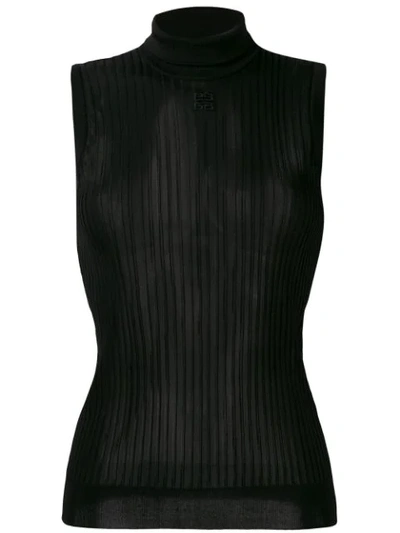 Givenchy Embroidered Ribbed-knit Turtleneck Top In Black