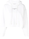 Stella Mccartney Cropped Printed Organic Cotton-jersey Hoodie In White