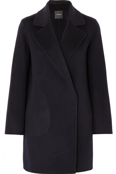 Theory Boy Wool And Cashmere-blend Coat In Navy