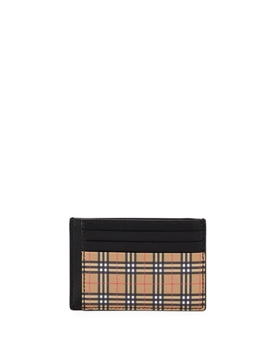 Burberry Men's Chase Check Card Case W/ Money Clip In Yellow