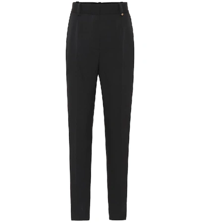 Versace High-waist Straight-leg Stretch-wool Pants In Black