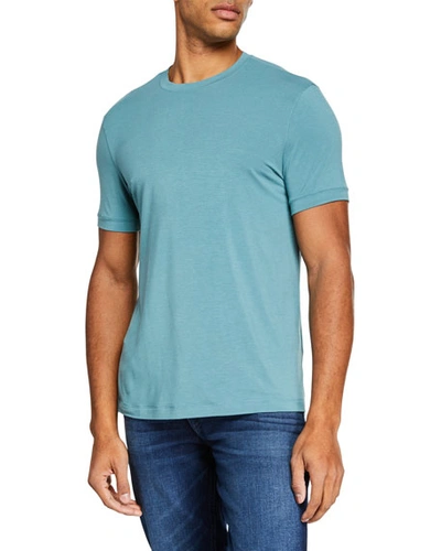 Giorgio Armani Men's Stretchy Crewneck T-shirt In Teal