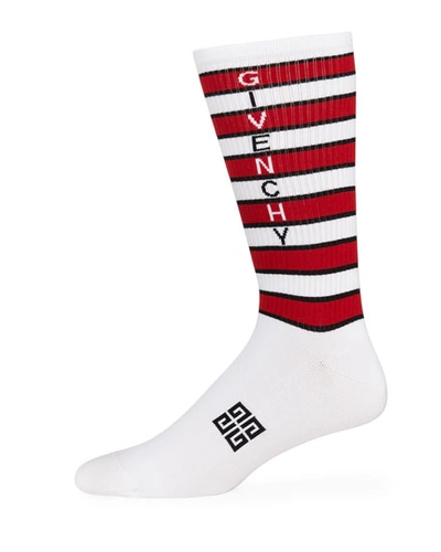 Givenchy Men's 4037 Sporty Stripe Socks In White Pattern