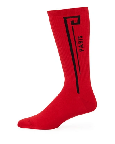 Givenchy Men's 4027 Sporty Paris Socks In Red Pattern