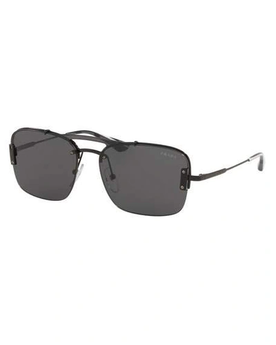 Prada Men's Double-bridge Square Sunglasses In Black/gray