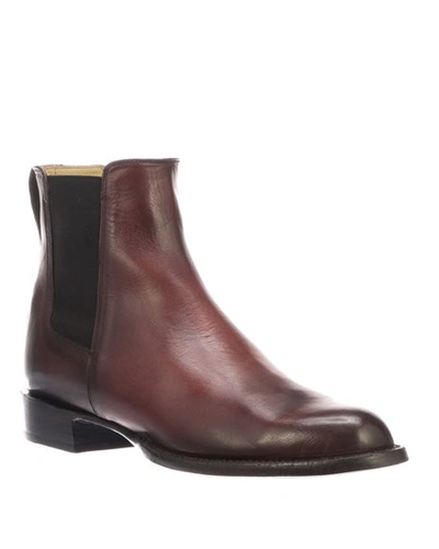 Lucchese Men's Grayson Leather Chelsea Boots (made To Order) In Black Cherry