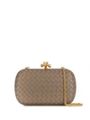 Bottega Veneta Leather Woven Knot Box Clutch Bag In Neutrals