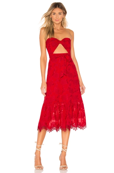 Lovers & Friends Yvette Midi Dress In Berry Red
