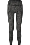 Varley Bedford Leopard-print Stretch Leggings In Dark Gray