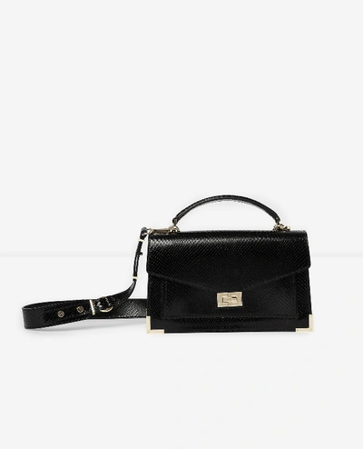 The Kooples Emily Small Python-embossed Leather Shoulder Bag In Black
