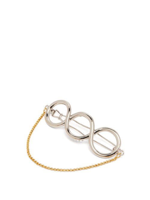 Jw Anderson Chain Trimmed Twisted Hair Clip In Silver Modesens
