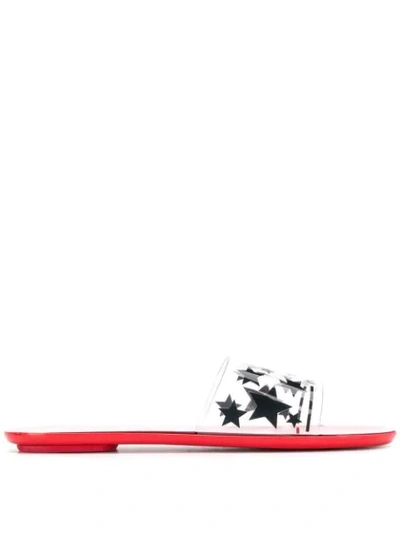 Miu Miu Star-print Pvc And Leather Slides In Red