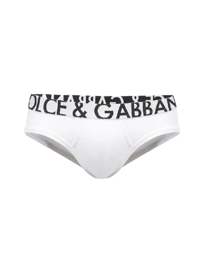 Dolce & Gabbana Logo Briefs In Bianco Nero