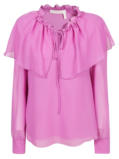 See By Chloé Ruffled Neck Blouse In Lilla