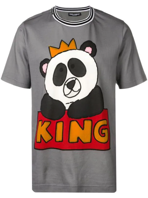 Dolce & Gabbana Panda King T-shirt In Grey | ModeSens