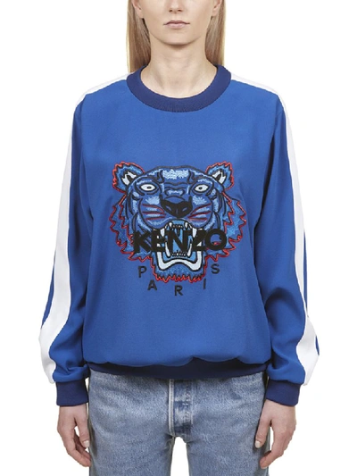 Kenzo Signature Tiger Sweatshirt In French Blue|blu