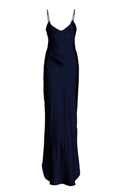 Nili Lotan Cami Silk-charmeuse Gown In Navy