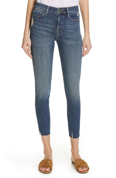 Frame Le High Raw Hem Ankle Skinny Jeans In Victoria Park
