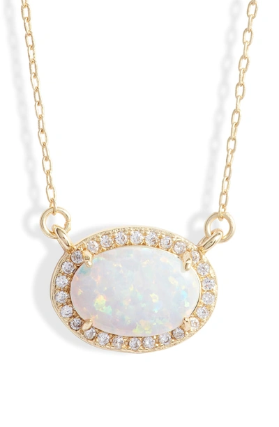 Melinda Maria Ciera Opal Pendant Necklace In White Opal/ Clear/ Gold