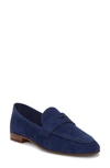 Vince Camuto Macinda Penny Loafer In New Blue Suede