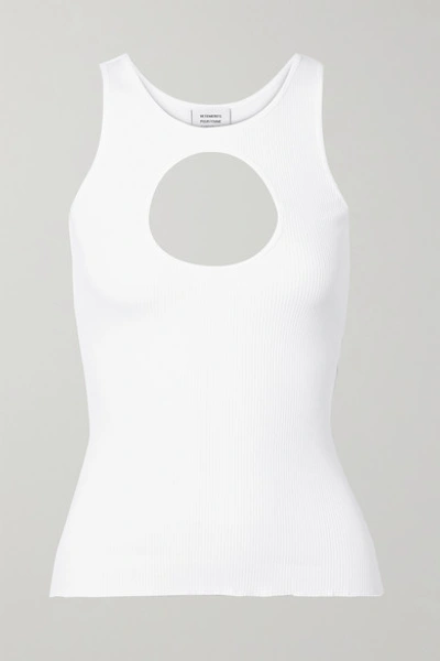 Vetements Cutout Ribbed Stretch-cotton Tank In White