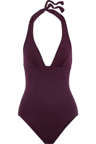 Iris & Ink Woman Athena Halterneck Swimsuit Burgundy