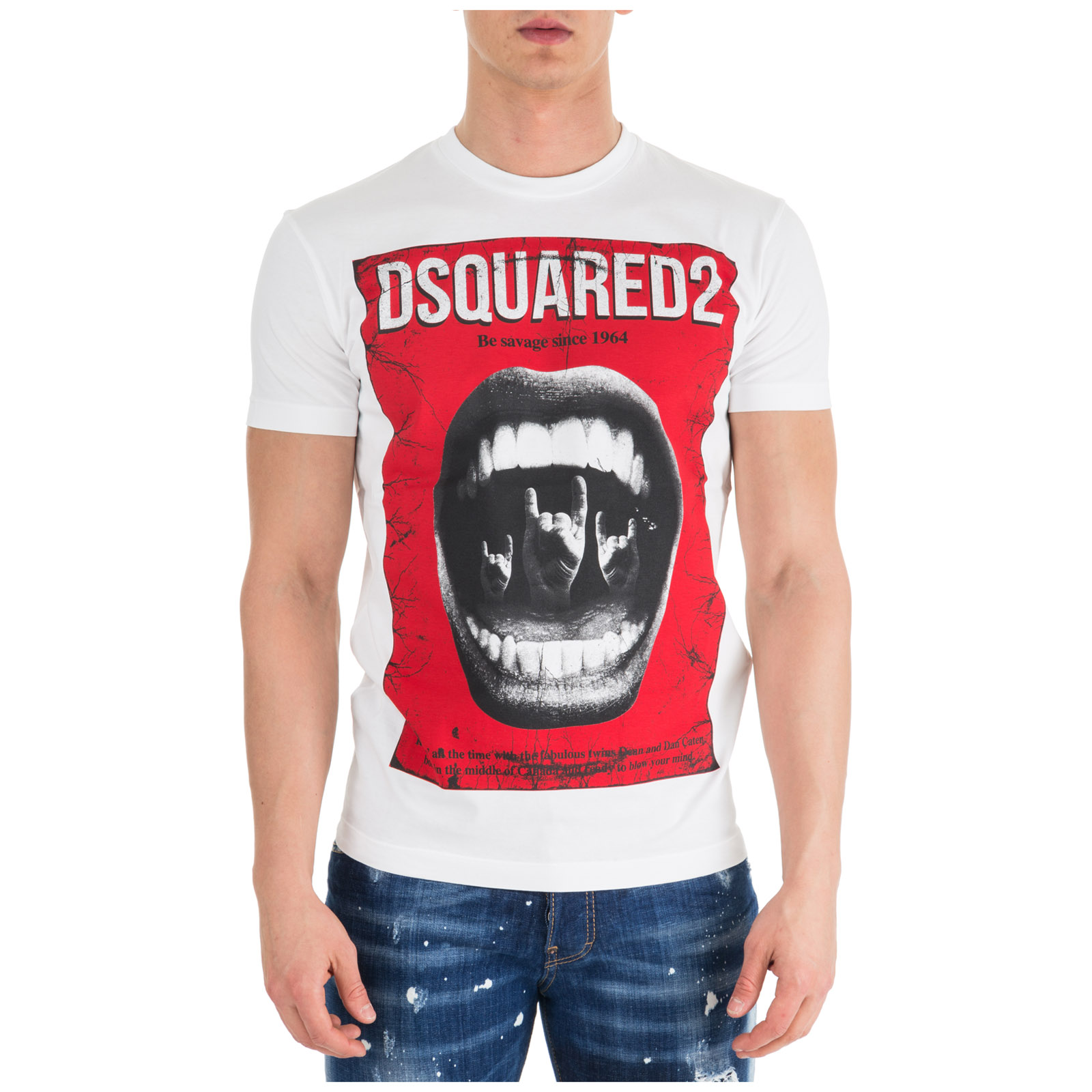 Details about / DSQUARED2 MEN/'S SHORT SLEEVE T-SHIRT CREW NECKLINE JUMPER NEW WHITE 70A