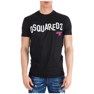 Dsquared2 Men's Short Sleeve T-shirt Crew Neckline Jumper In Black