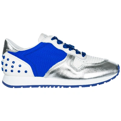 Tod's Women's Shoes Leather Trainers Sneakers In Blue