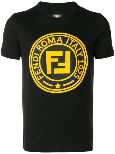 Fendi Double F Logo T-shirt In Nero