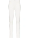 Gucci High Waist Logo Patch Skinny Jeans In White