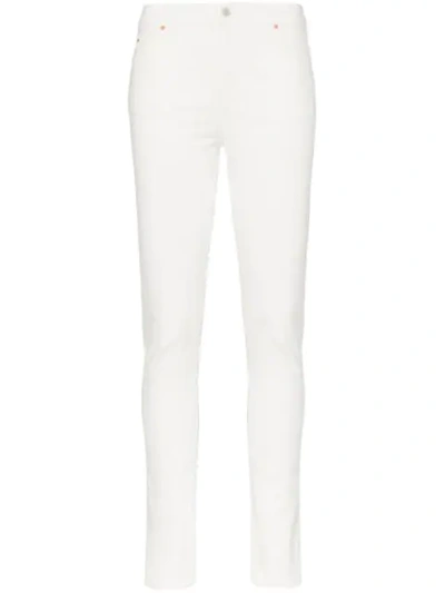Gucci High Waist Logo Patch Skinny Jeans In White