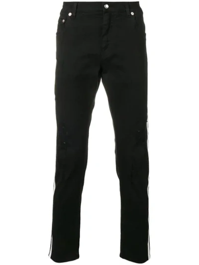 Dolce & Gabbana Contrasting Side Stripes Jeans In Black