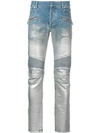 Balmain Men's Slim Ribbed Zip-pocket Jeans In Blue