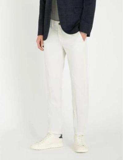 Corneliani Regular-fit Skinny Stretch-cotton Chinos In Cream