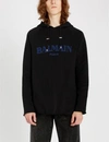 Balmain Logo-print Cotton-jersey Hoody In Noir